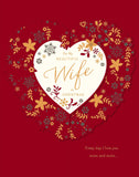 UK Greetings Christmas Card for Wife - Floral Love Heart Design