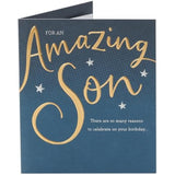UK Greetings Birthday Card for Son - Gold & Blue Design