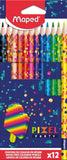 Pixel Party Coloured Pencils – 12 Pack | Bright Colouring Set for Kids & Creative Projects