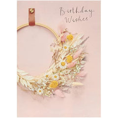 UK Greetings Birthday Card For Her/Female/Friend With Envelope - Floral Hoop Design