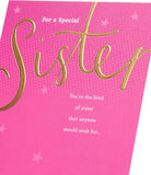 UK Greetings Birthday Card for Sister - Pink & Gold Design