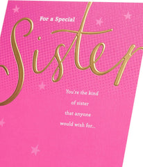 UK Greetings Birthday Card for Sister - Pink & Gold Design