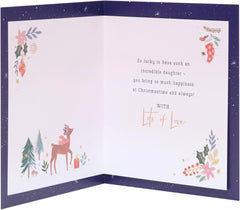 UK Greetings Christmas Card for Daughter - Sweet Reindeer Design