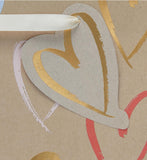 Kraft Hearts Design Large Gift Bag