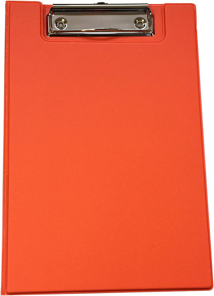 A5 Neon Orange Foldover Clipboard with Pen Holder