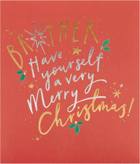 UK Greetings Christmas Card for Brother - Red & Gold Design