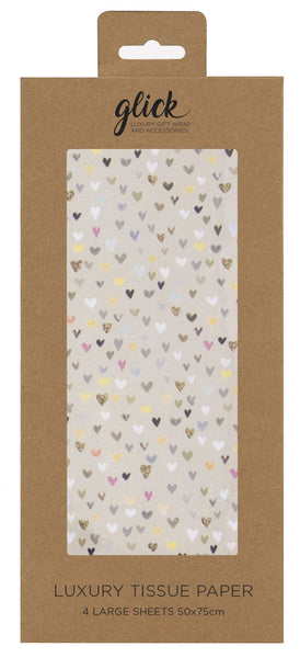 Glick Four Sheets of Hearts Tissue Paper