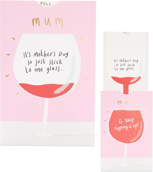 UK Greetings Mother's Day Card for Mum - Interactive Wine Glass Design