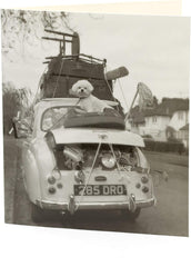 New Home with Puppy and Car Congratulations Card