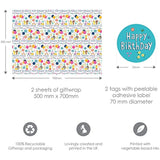 Birthday Pets Wrapping Paper 2 Sheets & 2 Tags