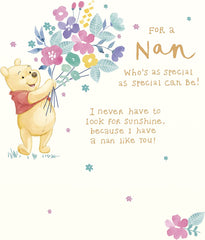 Disney Winnie the Pooh Holding Flowers Nan Mother's Day Card