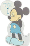 You're 1 Disney Mickey Mouse Die Cut Design Baby Boy Birthday Card
