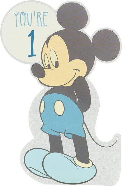 You're 1 Disney Mickey Mouse Die Cut Design Baby Boy Birthday Card