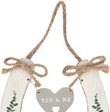 Just Married Wedding Horseshoe White with Hanging Heart