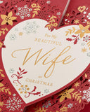 UK Greetings Christmas Card for Wife - Floral Love Heart Design