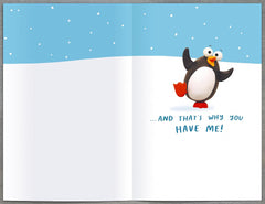 Crackers Mum and Dad Funny Penguin Christmas Greeting Card
