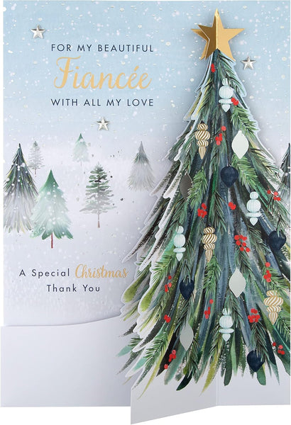 Hallmark Boxed Christmas Card for Fianc�e - Classic Winter Scene with Tree Design