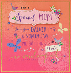 Warm Design, Pink & Orange from Daughter & Son-In-Law Mother's Day Card