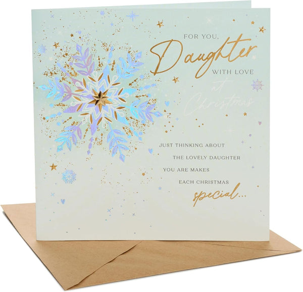 UK Greetings Christmas Card for Daughter - Snowflakes Design