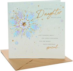 UK Greetings Christmas Card for Daughter - Snowflakes Design