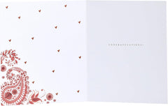 UK Greetings | Wedding Card | Bride & Groom Red & Gold Design