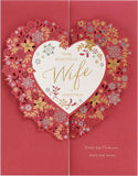 UK Greetings Christmas Card for Wife - Floral Love Heart Design