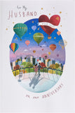 Colourful Hot Air Balloon Design Husband Anniversary Card