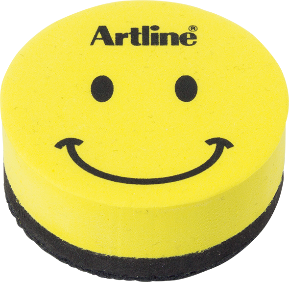 Yellow Round Smiley Face Mag Eraser