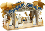 3D Pop-Up Nativity Scene Christmas Card – Gold Foil Details, Blue