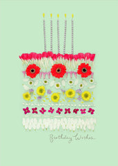 Floral Cake Design Into The Meadow Birthday Wishes Card