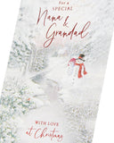 UK Greetings Christmas Card for Nana & Grandad - Stunning Snowcouple Design