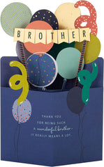 3D Birthday Card for Brother – Colourful Balloons & Bunting Design