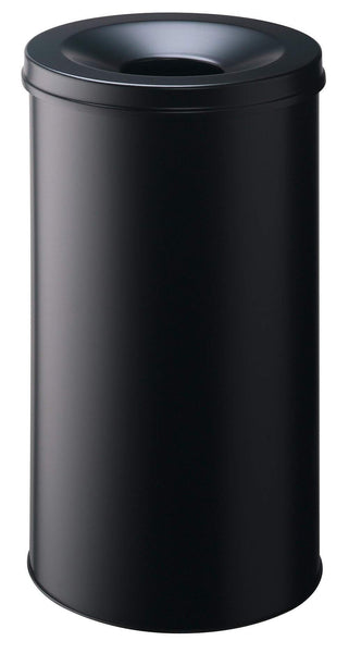 Durable SAFE Metal Waste Bin 60 Litre Capacity with Self-Extinguishing Lid for Fire Safety Black - 330701
