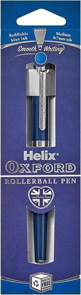 Helix Oxford Premium Rollerball Pen – Blue Ink, Smooth Writing with Plastic-Free Packaging