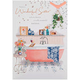 Hallmark Birthday Card Sister - Classic Lucy Cromwell Illustrated Design