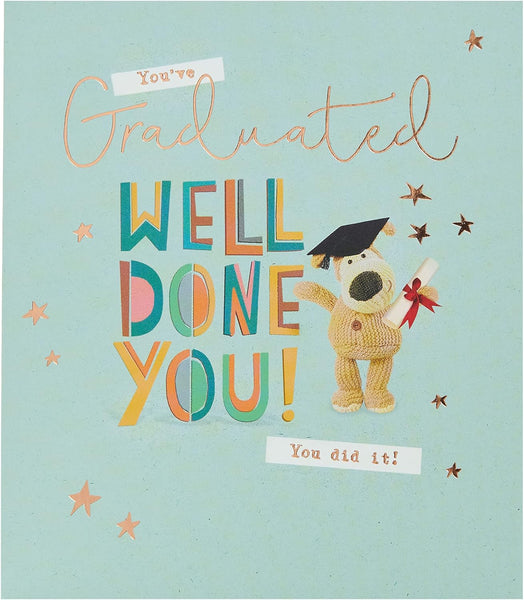 Boofle Graduation Card - 'Well Done You' - Cute Design