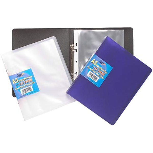A5 Slim Ring Binder+10 Pocket Solid Assorted Colour (Pack of 12)