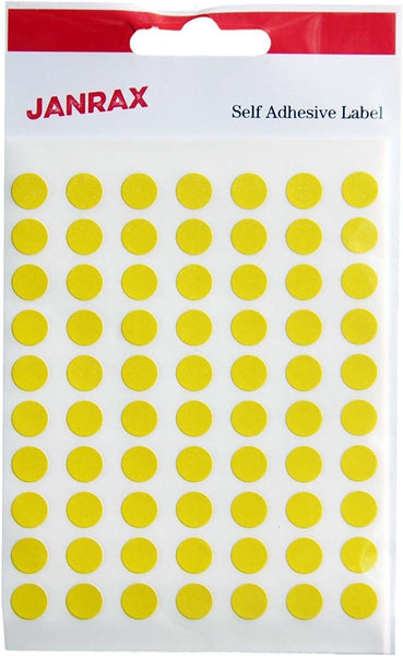 Pack of 560 Yellow 8mm Round Labels - Stickers