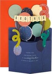 3D Birthday Card for Brother – Colourful Balloons & Bunting Design