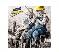 Young at Heart 3D Holographic Card Boys fishing