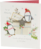 Amazing Friend Cute Penguin Luxury Handmade Christmas Greeting Card