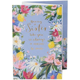 UK Greetings Birthday Card for Sister - Floral Border Design