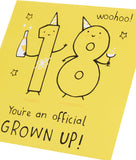 UK Greetings 18th Birthday Card for Him/Her/Friend - Yellow Design