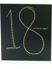 Elegant 18th Birthday Card – Gold Foil Stars Design – Milestone Celebration