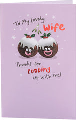 UK Greetings Christmas Card for Wife - Fun Puddings Design