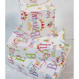 Happy Birthday Text Wrapping Paper 2 Sheets & 2 Tags