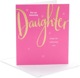 UK Greetings Birthday Card for Daughter - Pink & Gold Design