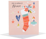 UK Greetings Christmas Card for Nana Lovely Pink Design