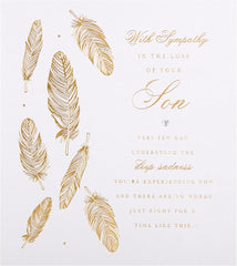 Sympathy Card "Loss of Son" with Foil Finish Feathers