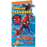 Marvel Spider-Man Birthday Card for Grandson With Envelope and Badge,Multi,121 mm x 229 mm